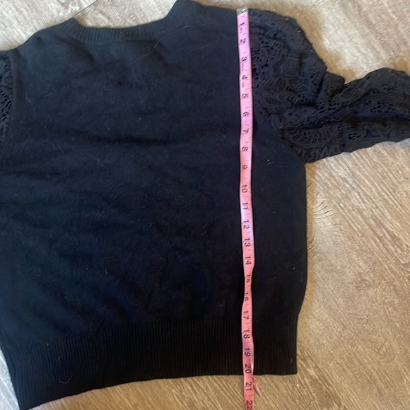 Rebecca Taylor black size large Lace Sleeve Cardigan sweater wool blend - Picture 7 of 7